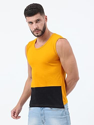 Image of Ideation Men's Cotton Round Neck Color Block Sleeveless T-Shirt