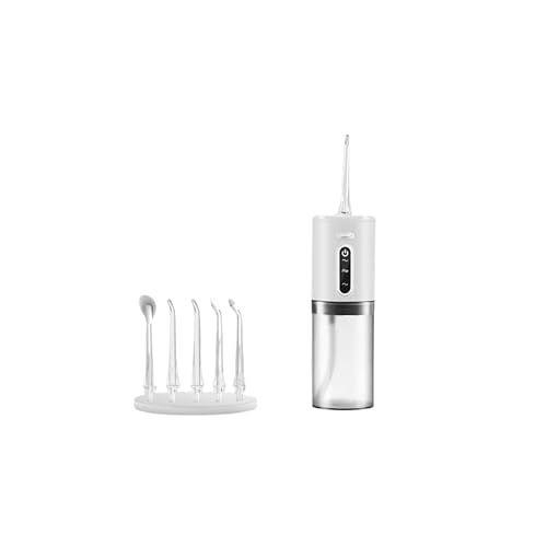 口腔洗浄器 USB充電式 3種類の水流モード 280mlタンク 替えノズル4本 IPX7防水 口内洗浄器 口腔洗浄機器 旅行用 コードレス 家庭用 出張用 コンパクト 充電ケーブル付き 初心者向け (ホワイト)
