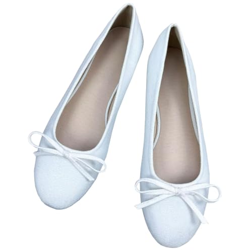 Image of TN TANGNEST Women's Velvet Flats Round Toe Ballet Shoes | Elegant Bowknot Flats Comfortable Casual Slip On Flats for Work