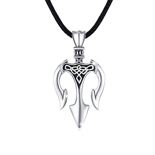 OHAYOO Tridente cadena de plata de ley 925 con nudo celta, colgante para hombres, joyas celtas, tridente, regalos para mujeres y hombres, Plata esterlina Cover