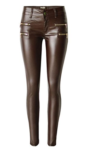 Sherri Women's Fashion Stretch Coated Pencil Jeans Brown US 10/EU 42