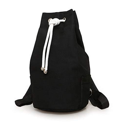 Sonline Moda Hombre Fitness Deportes Baloncesto Bolsa de FúTbol Mochila de Ocio Mochila de Viaje Bolsa de Cubo con CordóN Negro