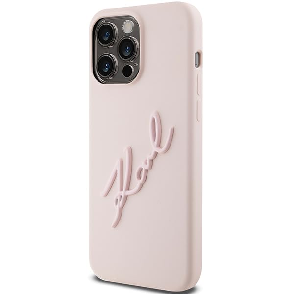 Etui Karl Lagerfeld Diagonal Quilted Script Na Iphone 15 Plus / 14 Plus - Różowe