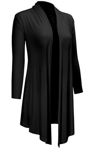 Image of Women's Draped Open Front Casual Long Sleeve Lightweight Office Work Cardigan Sweater
