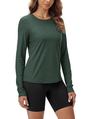 Image of ODODOS Women's Long Sleeve T-Shirt - Ultra Soft odSTRATUM Tech Performance Top UPF 50+ Breathable Crew Neck Pullover