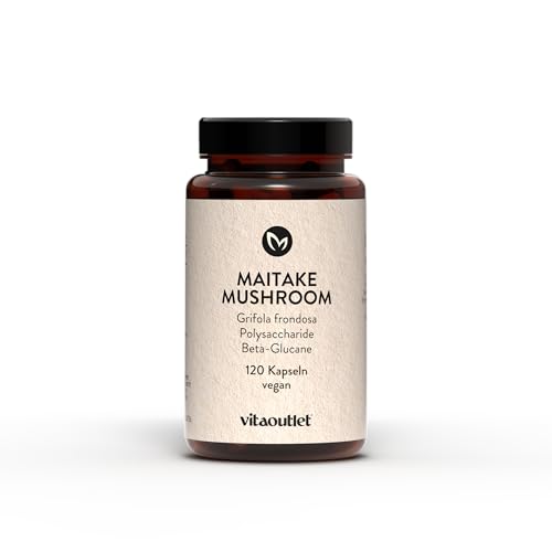 vitaoutlet Maitake Mushroom Cápsulas | 120 Cápsulas | Vegano | Materia prima premium de colección silvestre | Grifola frondosa | de fabricación propia