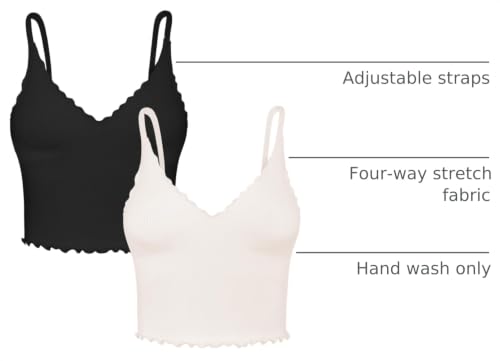 Image of Sunzel Tank Top for Women, V Neck Seamless Ribbed Crop Camisole with Ruffles