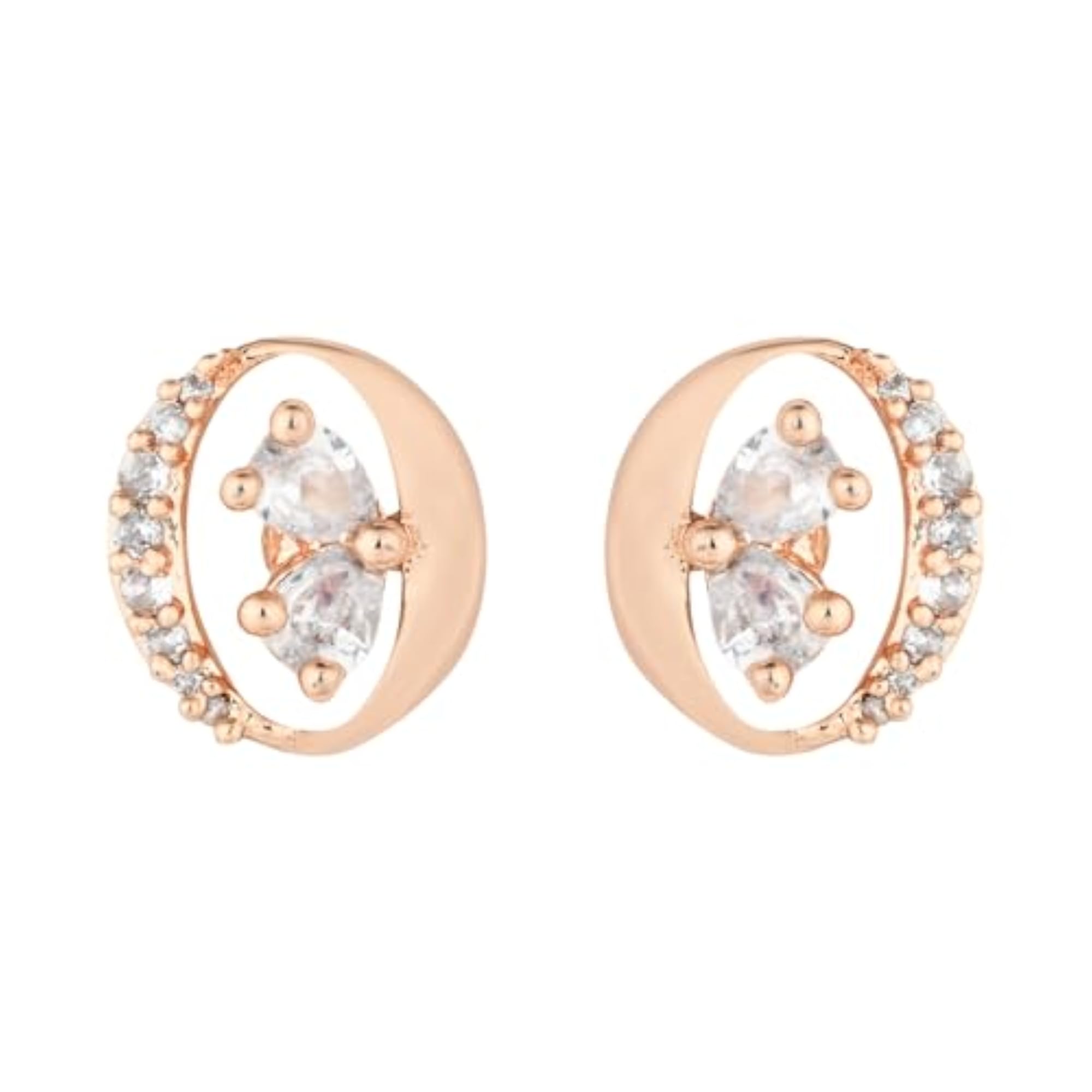 Rose Plated CZ Zircon Chain Pendent Necklace Set for Women