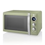 Swan Retro LED Digital Microwave Green, 20L, 800W, 6 Power Levels Including Defrost Setting, SM22030LGN