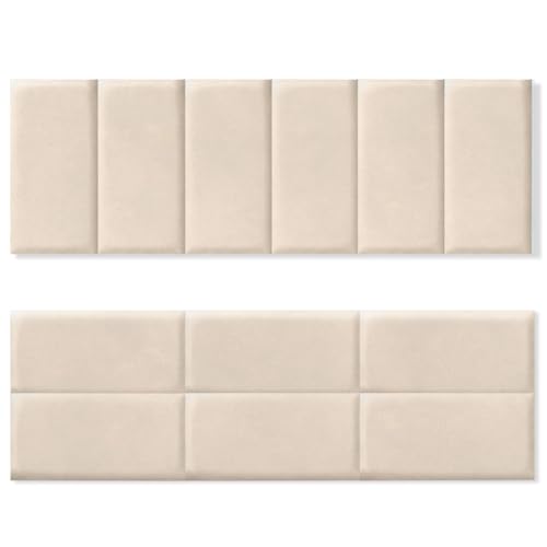 IDMarket - Lot de 6 Panneaux muraux pour tête de lit Yuma 180 cm en Tissu Effet suédé Beige