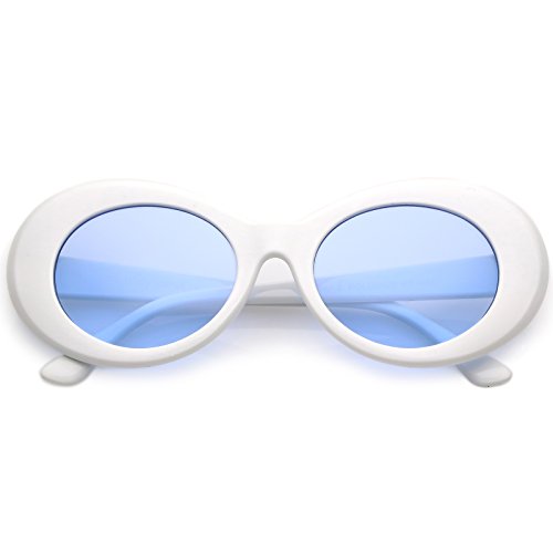 zeroUV - Bold Retro Oval Mod Thick Frame Sunglasses Clout Goggles with Color Tinted Round Lens 51mm