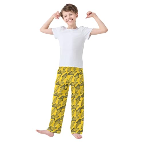 ZZXXB Corn Print Boys Long Pants Soft Trousers Elastic Waist Kids Lounge Bottoms with Pockets S-XL2