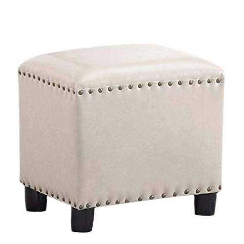 Ottomans et tabourets repose-pieds carrés en cuir beige
