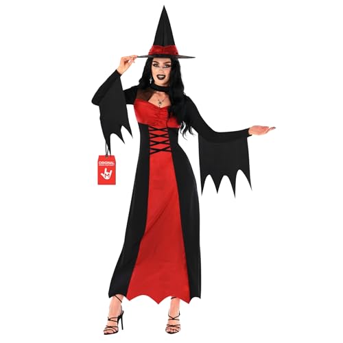 Morph Hexenkostüm Damen, Hexe Kostüm Damen, Kostum Hexe Frauen, Hexenkleid, Halloween Kostum Frauen, Karneval Kostume, Fasching in 6 Größen erhältlich, M