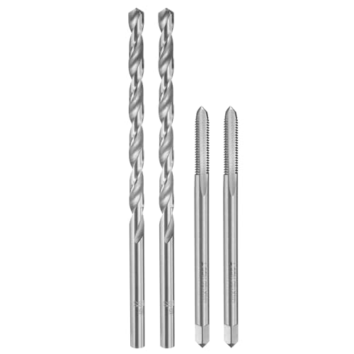 Image of sourcing map Tap and Drill Bit Set, 2pcs M6 x 1 Metric Straight Flute Thread Screw Taps 100mm Extra Long & 2pcs 6mm Twist Drill Bits 138mm Extra Long, HSS-6542 Tapping Threading Tool