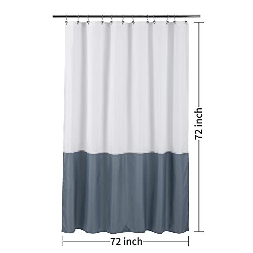 Image of ALYVIA SPRING Waterproof Fabric Shower Curtain Liner - Soft & Light-Weight Cloth Shower Liner, 3 Bottom Magnets, Hotel Quality & Machine Washable - Standard Size 72x72, White and Stone Blue