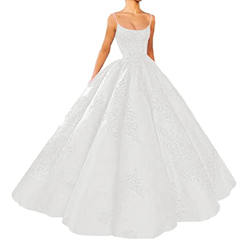 Satin Ballkleider Lang A-Linie Prinzessin Hochzeit Partykleid Spitzen...