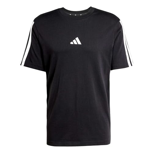 adidas Herren Essentials Three Stripes Single Jersey Tee, Black/White, L