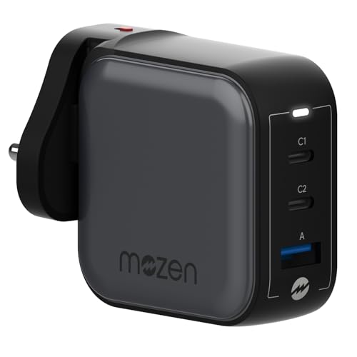 Image of MOZEN by Amkette 67W GaN3 Fast Charger with Dual USB-C & USB-A | PD & QC Charging | Laptop & Smartphone Fast-Charging | Detachable Travel Plug | Intelligent Power Split & Multi-Layer Safety