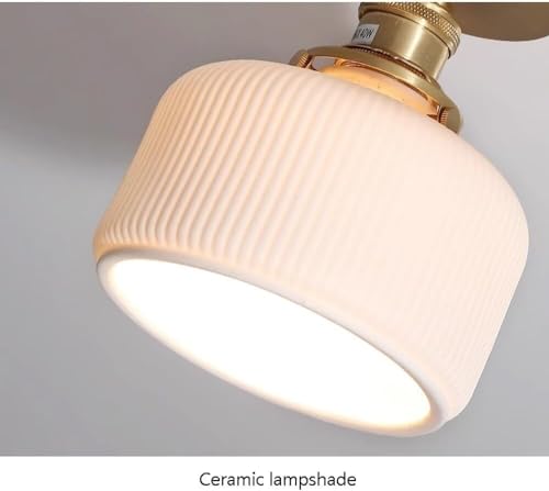 Plafonnier en laiton véritable et céramique plissée au design rétro chic - 7