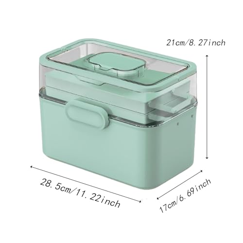 Boîte à pharmacie portable et conteneur pour accessoires de couture multifonction vert - 2