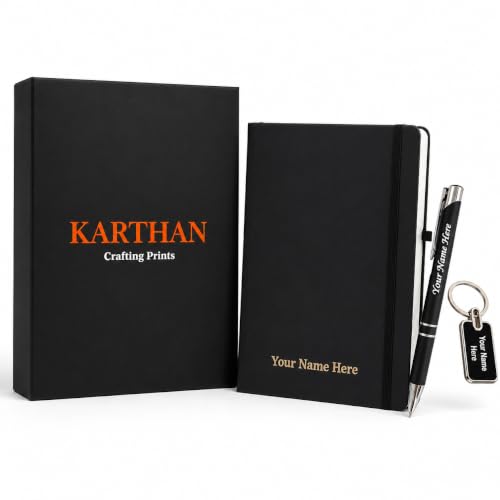 Image of Personalized Diary, Metal Pen & Keychain Set | Size A5-192 Page Writing Journal | Engraved Gift Set for Office, Corporate Events, Diwali, Christmas & Special Occasions | Bestsellers | Perfect For Corporate Gifting