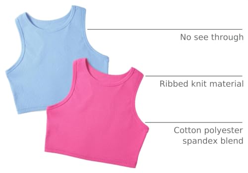 Image of Auranso Girls Tank Tops 2 Pack Ribbed Knit Sleeveless Crop Tops for Kids