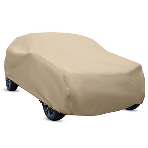 Image of Amazon Brand - Solimo Hatchback Car Cover, Beige (i10, Grand i10, Santro, Indica, Beat, Tiago, Nano, etc.)