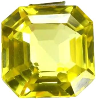11.5 Ct Natural Ceylon Yellow Sapphire Asscher Cut Certified Loose Gemstone for Jewellery