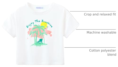 Image of Stylish Graffiti /Butterfly /Tropical Crop Top for Little & Big Girls - Cool Summer T-Shirt Clothes Size 6-18