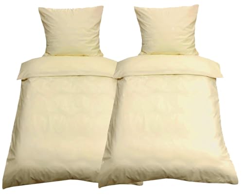 Leonado Vicenti Bettwäsche 135x200 4teilig Renforce 100% Baumwolle Uni mit...