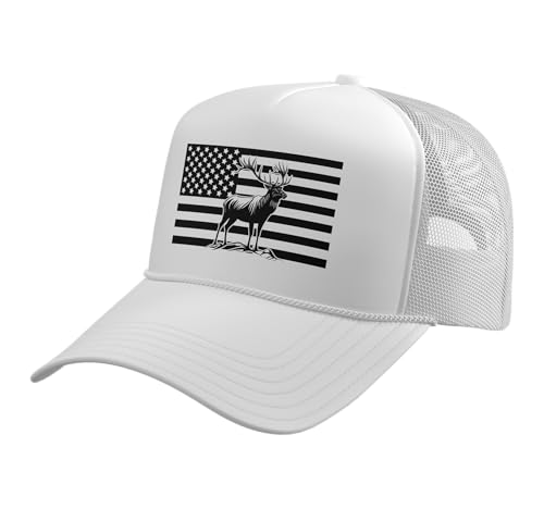 Image of Outdoor Antlers Elk Deer Hunting Trucker Hat with Adjustable Mesh Back