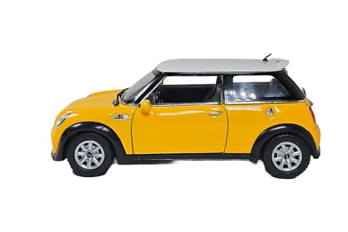 Mini Cooper S, 1:28 Scale Die Cast Model, Openable Doors, Pull-Back Action, Yellow - Image 3
