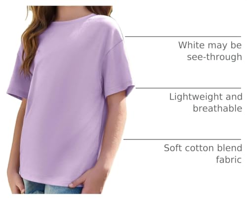 Image of Haloumoning Girls Short Sleeve T-Shirts | Kids, Summer,Girls shirts,Oversized t shirts,Girls T-Shirts,Oversized Tops, Casual Crewneck, Basic Tees 5-14Y