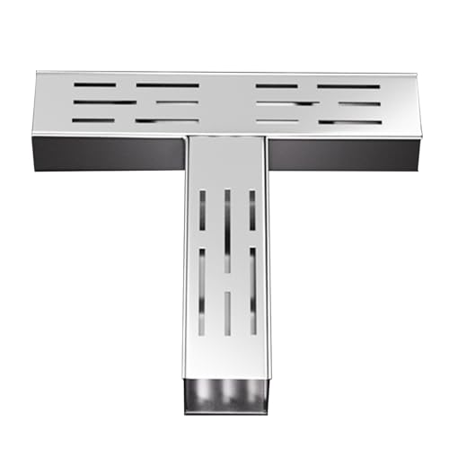 Kit di scarico per trincea in acciaio inox, canali di drenaggio per esterni, per giardino, marciapiede, bagno, patio, terrazza e pavimento doccia, deviatore per griglia, 24 x 11,5 x 7 x 5 cm