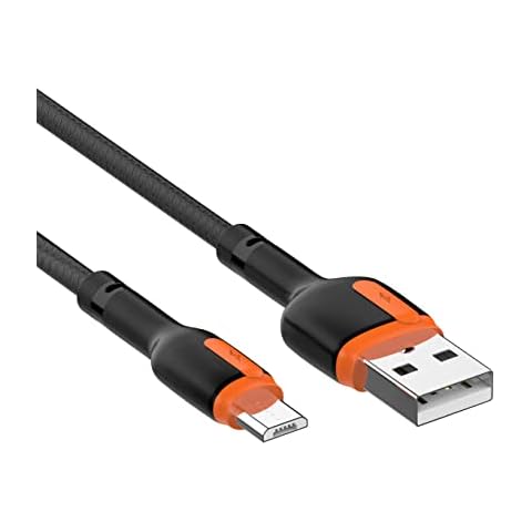 LDNIO - USB A Male to Micro B Male Cable (1 Pack), 100 cm Woven Nylon Black - Micro USB Cable for Data Sync and Fast Charge 2.4 A Cover
