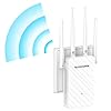 WONLINK Répéteur WiFi 1200Mbps Double Bande Amplificateur WiFi Puissant 5GHz & 2.4GHz Repeteur WiFi sans Fil avec WPS,WiFi Extender avec 4 Antennes, Couverture Jusqu'à 120㎡