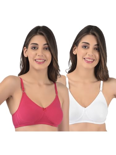 Image of Softline Women's Cotton Rich Wire-Free Non-Padded Encircled Support Bra Combo | Seamless, Breathable & Soft Fabric | Full Coverage & Everyday Comfort (Pack of 2)