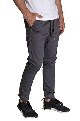 KDNK Men's Jogger Fit Stretch Twill Elastic Waist and Leg Drop Crotch Pants2