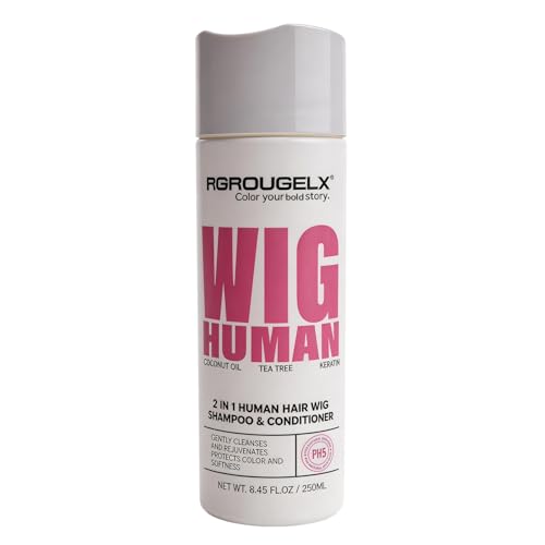 RG ROUGE LX 2 in 1 Wig Shampoo & Conditioner for Synthetic & Human Hair - Tea Tree & Coconut Oil PH Balanced Anti-Frizz - 250ml (Human Hair)