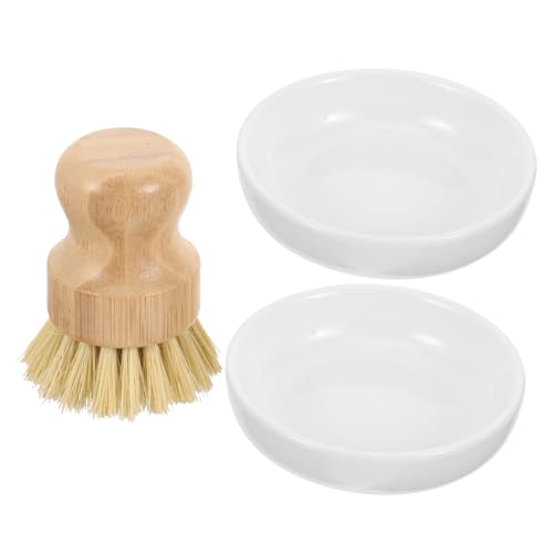 DECHOUS 1set Dish Brush Kitchen Cleaning Brushes with Handle Pot and Pan Scrubbers for Dishes Sinks and Vegetables Lightweight and Wooden Design