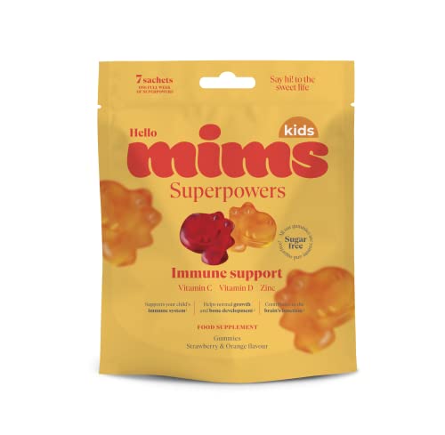 Vitaminas niños gominolas | Gominolas sin azucar | Contiene Vitamina C, D y Zinc | Ayuda a las defensas para el normal crecimiento del niño | Sabor naranja y fresa | Gummies para una semana | Mims
