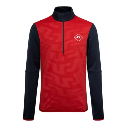J Lindeberg Mens Arche Mid Layer 1/4 Zip Golf Pullover - Barbados Cherry XL