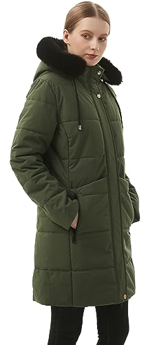MOERDENG Women's Winter Puffer Coat Thicken Fleece Lined Down Jacket Waterproof Faux Fur Detachable Hooded Parka