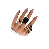 Chunky Statement Gold and Black Enamel Drip Band Rings Set for Women, Vintage Large Crystal Intertwined CZ Ring Cute Big Cocktail Party Prom Jewelry Gifts Accessories