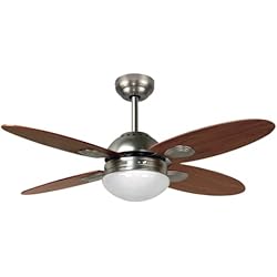 Ventilador Bastilipo Atlantico Bastilipo - Bermeo Níquel Ventilador Techo con Mando A Distancia E27, 60 W, Blanco, 105 x 41 cm, Eficiencia energética G