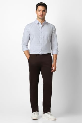 Image of Peter England Men's Micro-Checkered Formal Slim Fit Full Sleeve Shirt | Cotton Rich