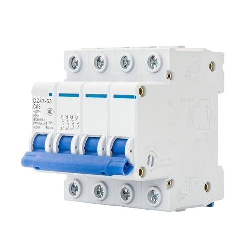 Disjoncteur 4P 230V-415V installation rail protection court-circuit surcharge 10A