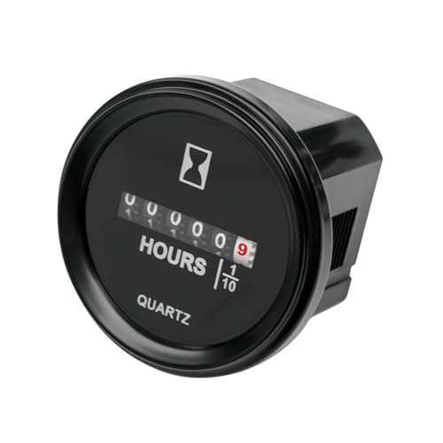 RileyFine Cuentakilómetros Cuarzo Temporizador Mecánico Redondo Encajar Medidor Horas Motor para Moto Nieve Auto Barco Automóvil Césped Bomba Astilladora Madera Camión Marino Generador (S-DC8-80V)