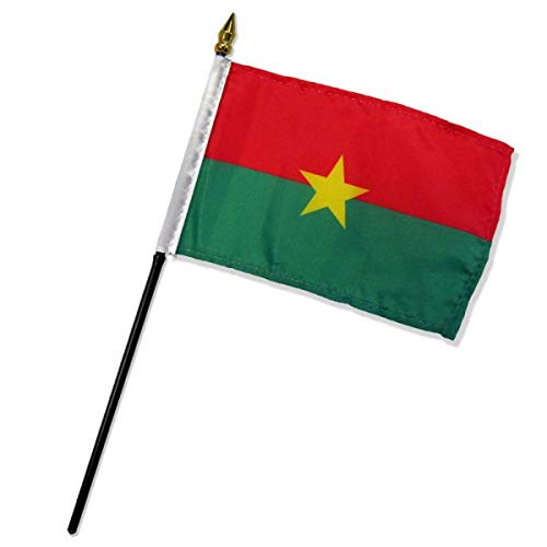 Ant Enterprise Pack of 12 (Dozen) Burkina Faso Miniature Desk & Table Flag Includes 12 Polyester Small Mini Stick Flags (4"x6" 12 Polyester Flags)